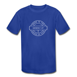 Made in the Image of God - Kids' Moisture Wicking Performance T-Shirt - royal blue