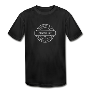 Made in the Image of God - Kids' Moisture Wicking Performance T-Shirt - black