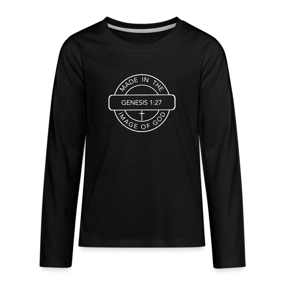 Made in the Image of God - Kids' Premium Long Sleeve T-Shirt - black