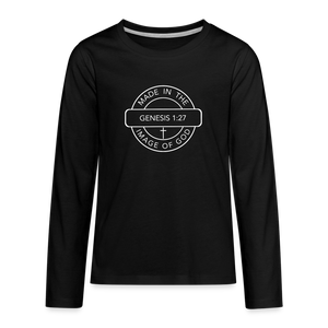 Made in the Image of God - Kids' Premium Long Sleeve T-Shirt - black