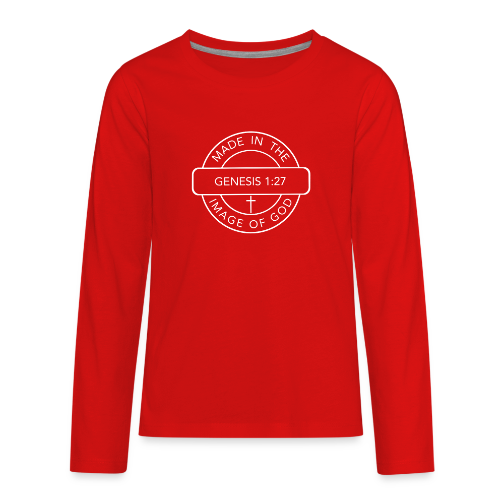 Made in the Image of God - Kids' Premium Long Sleeve T-Shirt - red