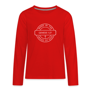 Made in the Image of God - Kids' Premium Long Sleeve T-Shirt - red