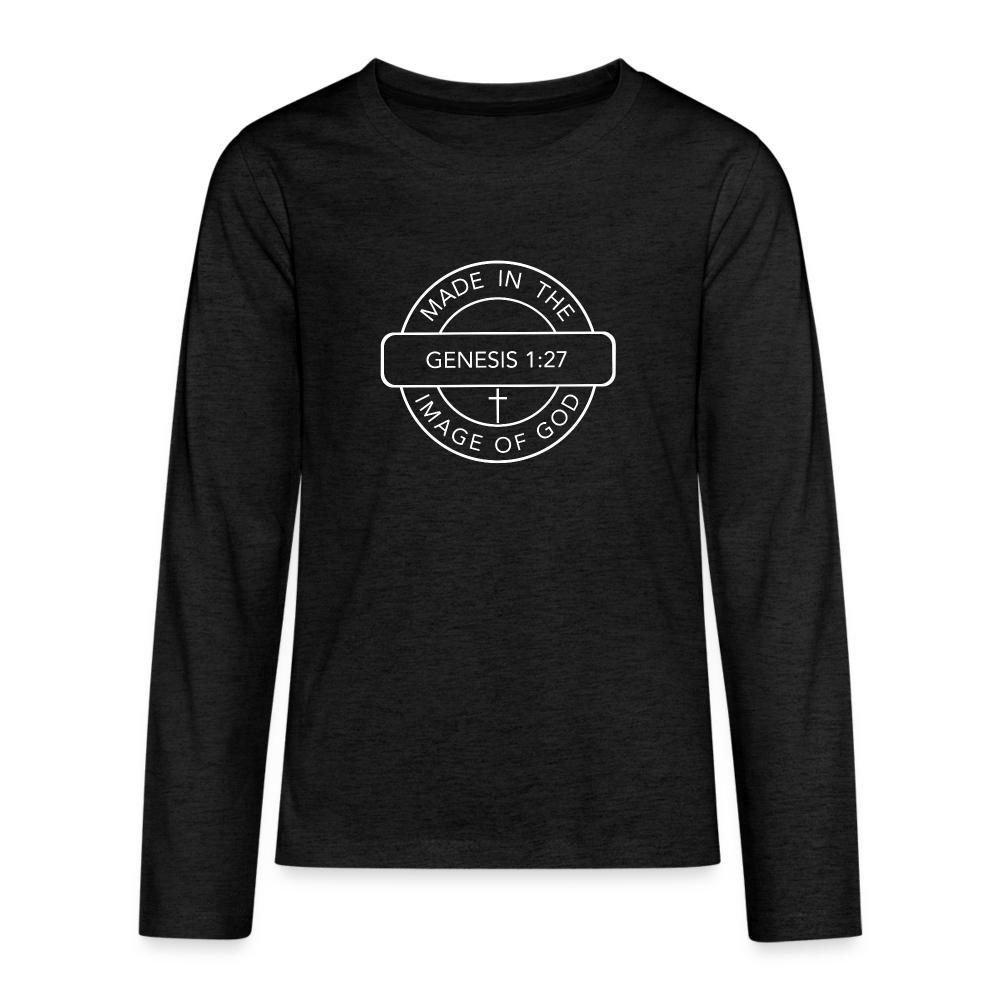 Made in the Image of God - Kids' Premium Long Sleeve T-Shirt - charcoal grey