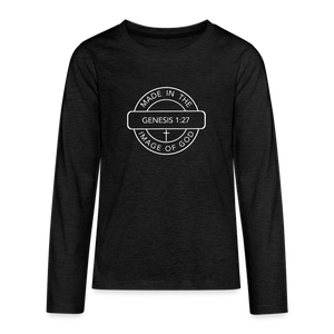 Made in the Image of God - Kids' Premium Long Sleeve T-Shirt - charcoal grey