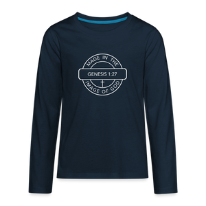 Made in the Image of God - Kids' Premium Long Sleeve T-Shirt - deep navy