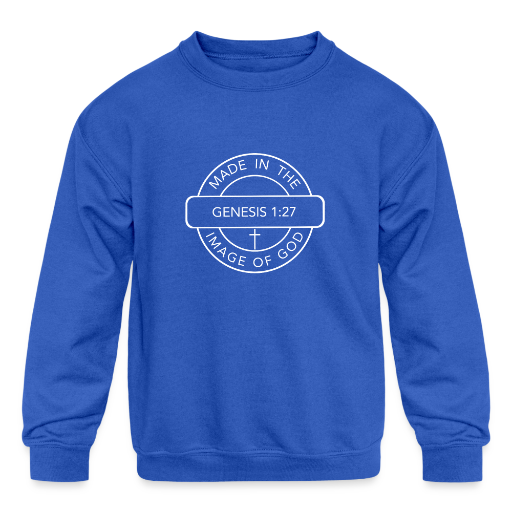 Made in the Image of God - Kids' Crewneck Sweatshirt - royal blue