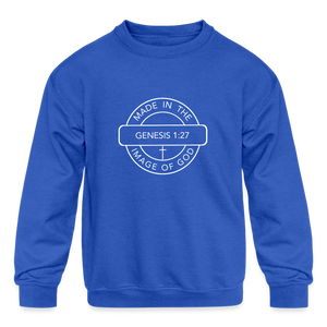 Made in the Image of God - Kids' Crewneck Sweatshirt - royal blue