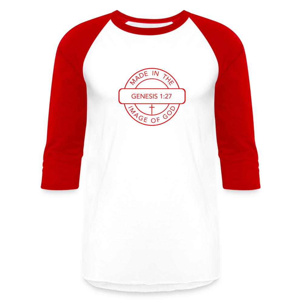Made in the Image of God - Baseball T-Shirt - white/red