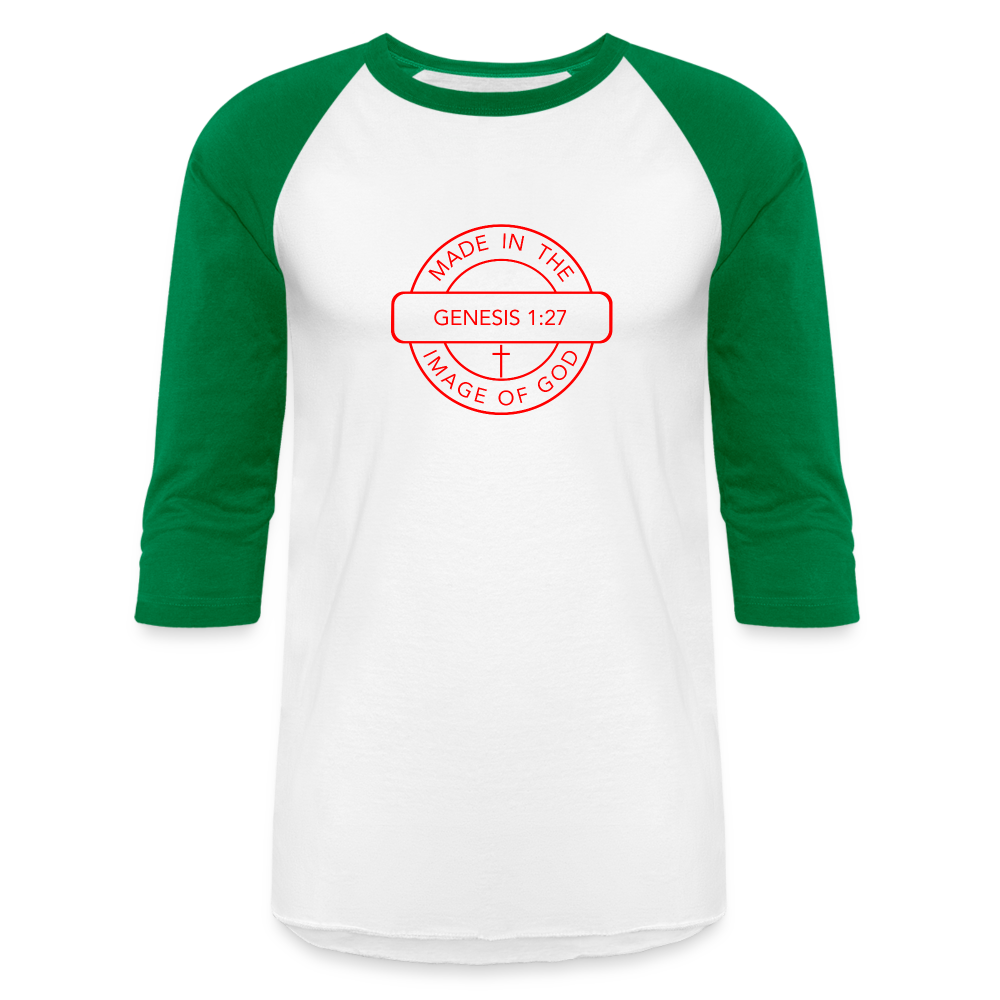 Made in the Image of God - Baseball T-Shirt - white/kelly green
