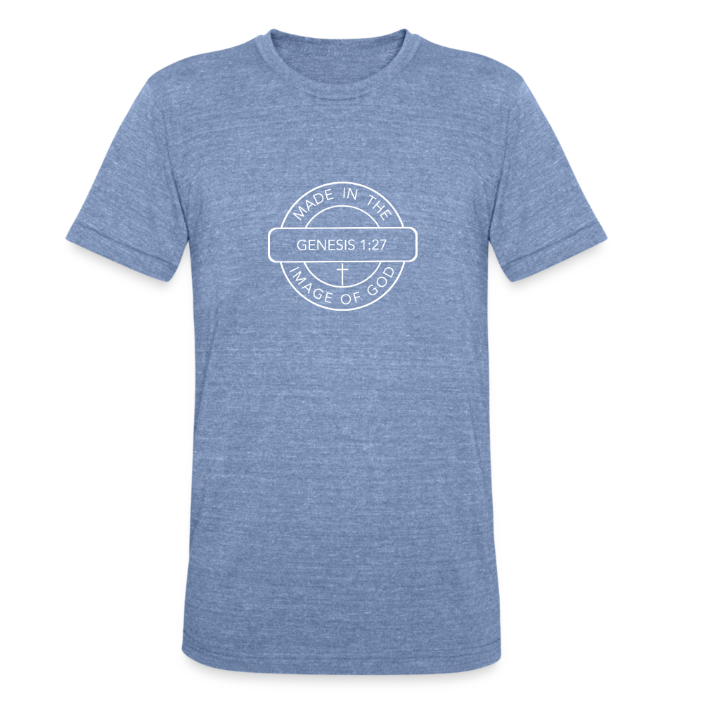 Made in the Image of God - Unisex Tri-Blend T-Shirt - heather blue