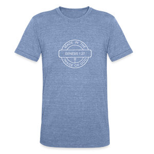 Made in the Image of God - Unisex Tri-Blend T-Shirt - heather blue