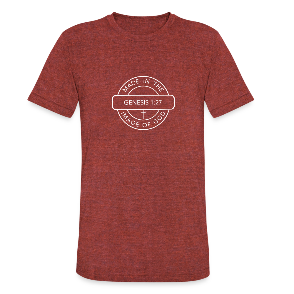 Made in the Image of God - Unisex Tri-Blend T-Shirt - heather cranberry