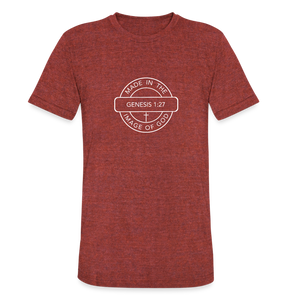 Made in the Image of God - Unisex Tri-Blend T-Shirt - heather cranberry