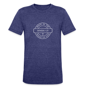 Made in the Image of God - Unisex Tri-Blend T-Shirt - heather indigo