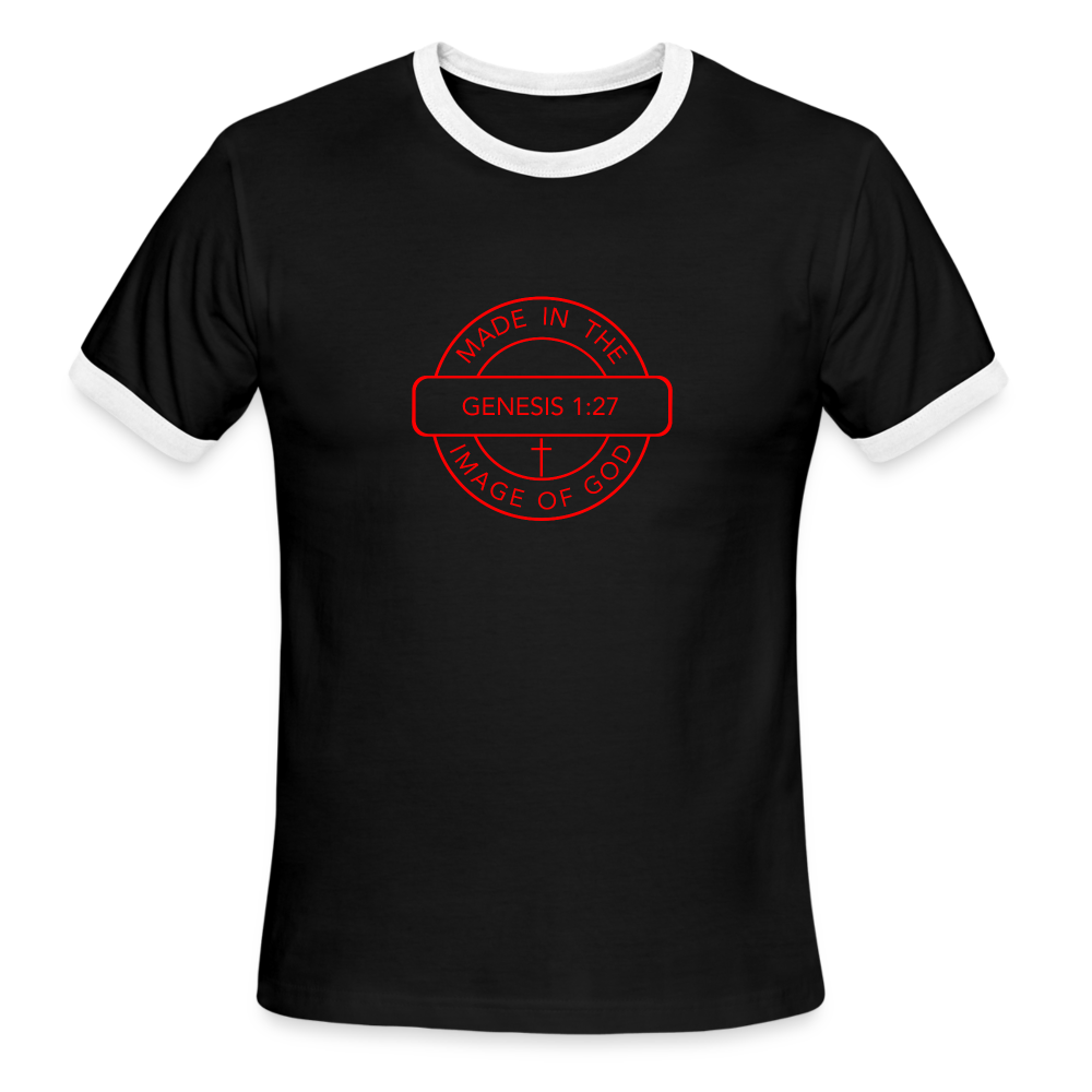 Made in the Image of God - Men's Ringer T-Shirt - black/white