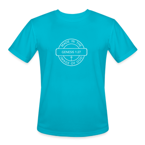 Made in the Image of God - Men’s Moisture Wicking Performance T-Shirt - turquoise