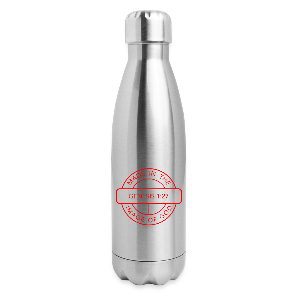 Made in the Image of God - Insulated Stainless Steel Water Bottle - silver