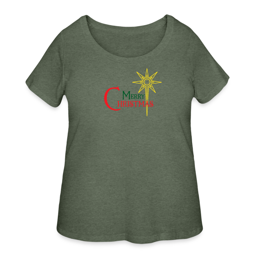 Merry Christmas - Women’s Curvy T-Shirt - heather military green