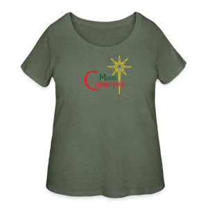 Merry Christmas - Women’s Curvy T-Shirt - heather military green