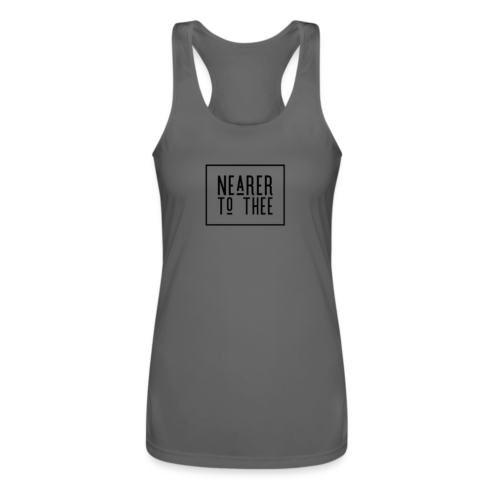 Nearer to Thee - Women’s Performance Racerback Tank Top - charcoal