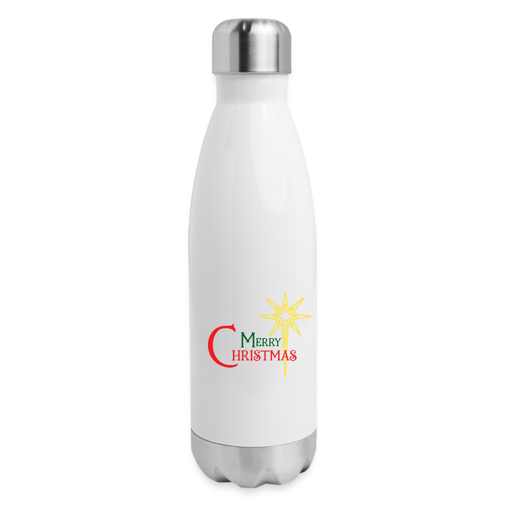 Merry Christmas - Insulated Stainless Steel Water Bottle - white