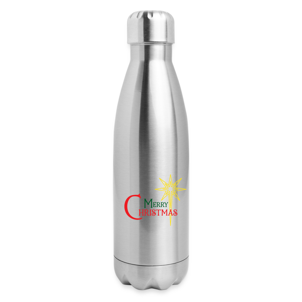 Merry Christmas - Insulated Stainless Steel Water Bottle - silver