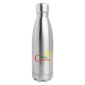 Merry Christmas - Insulated Stainless Steel Water Bottle - silver