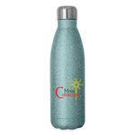 Merry Christmas - Insulated Stainless Steel Water Bottle - turquoise glitter
