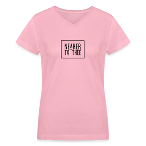 Nearer to Thee - Women's Shallow V-Neck T-Shirt - pink