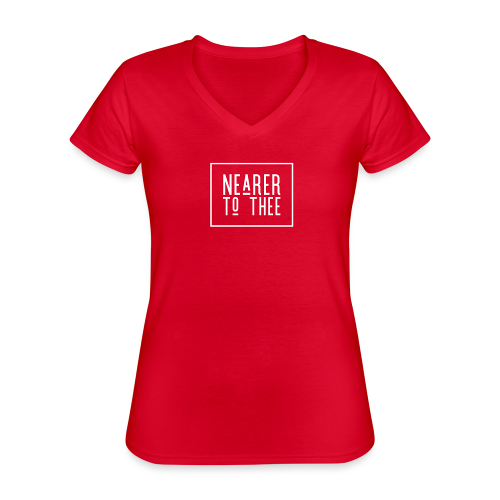 Nearer to Thee - Women's V-Neck T-Shirt - red