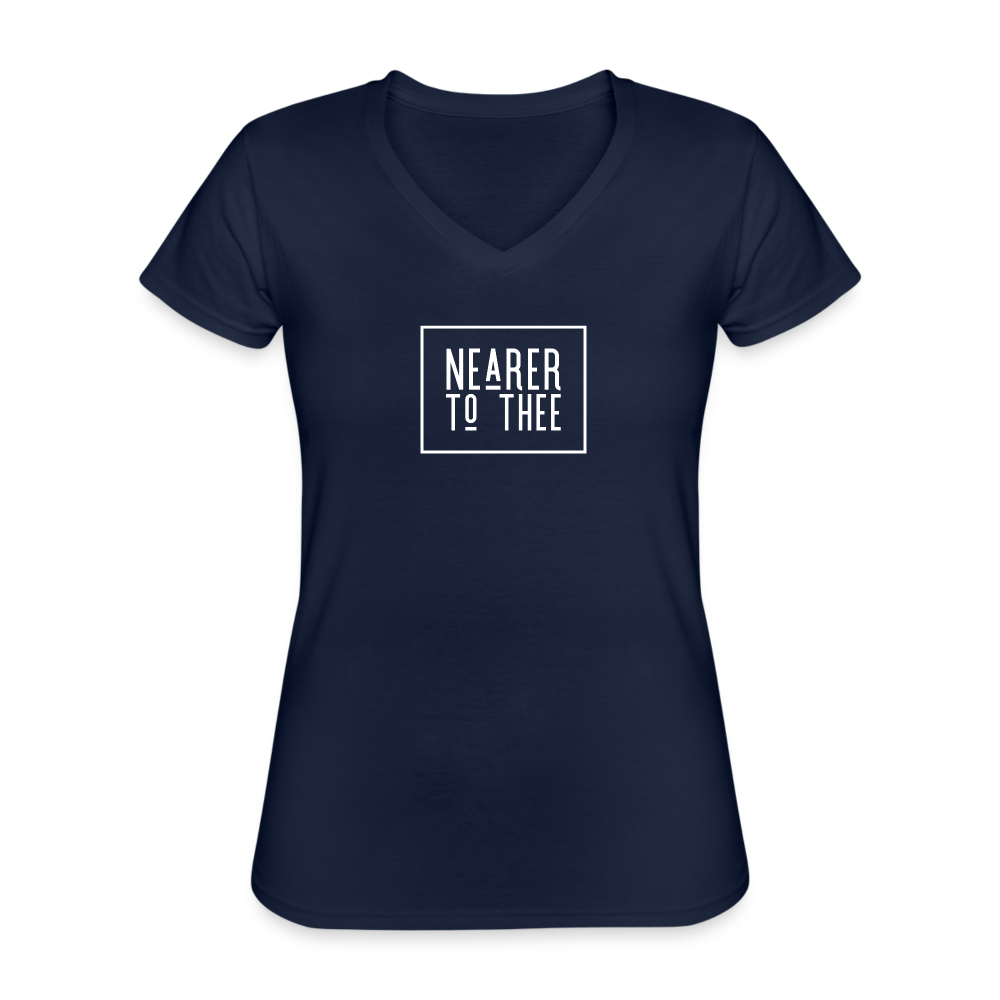 Nearer to Thee - Women's V-Neck T-Shirt - navy