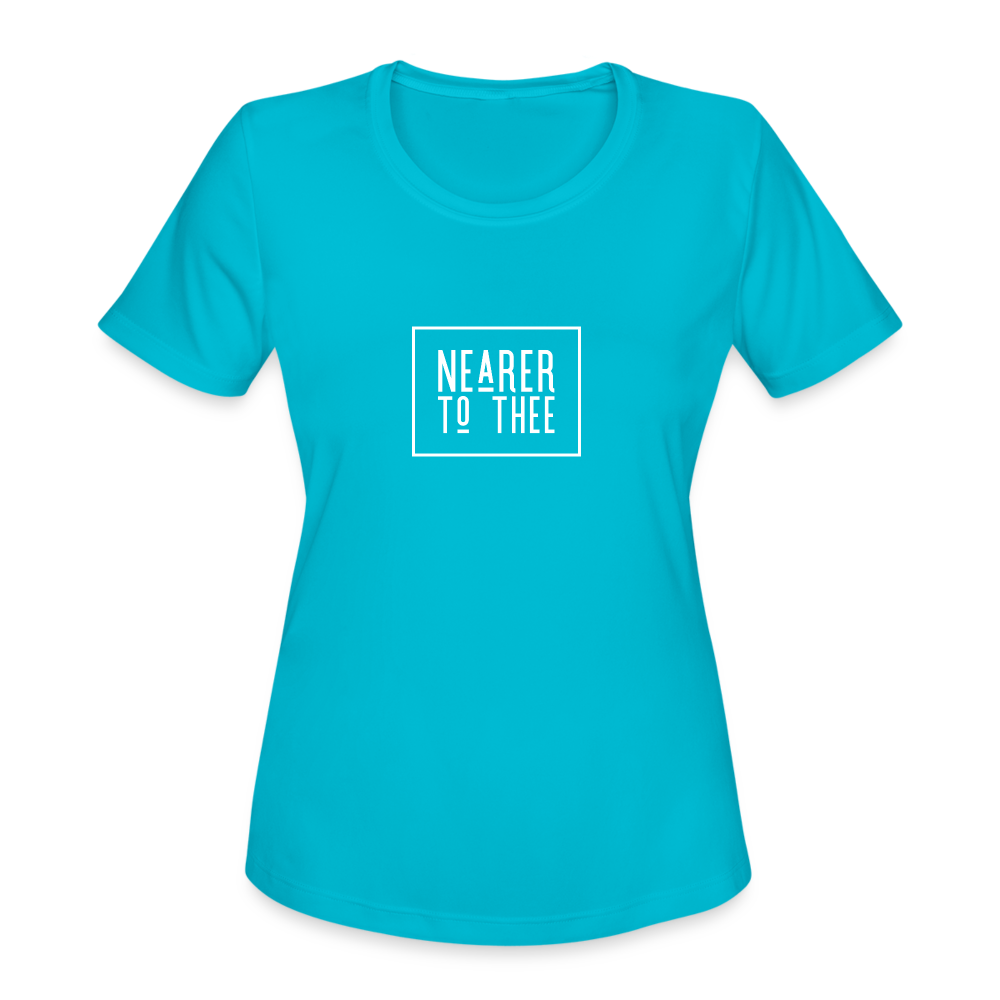 Nearer to Thee - Women's Moisture Wicking Performance T-Shirt - turquoise