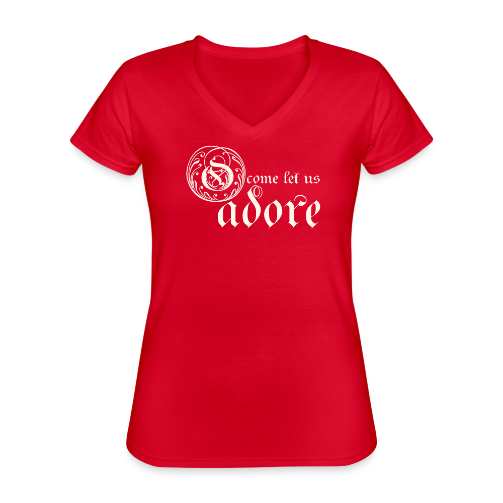 O Come Let Us Adore - Women's V-Neck T-Shirt - red