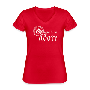 O Come Let Us Adore - Women's V-Neck T-Shirt - red