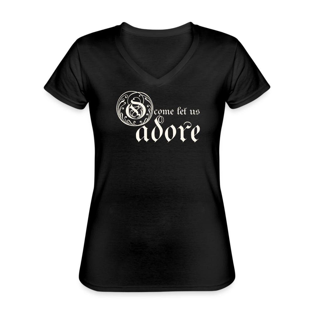 O Come Let Us Adore - Women's V-Neck T-Shirt - black