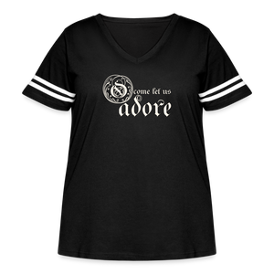 O Come Let Us Adore - Women's Curvy Vintage Sport T-Shirt - black/white