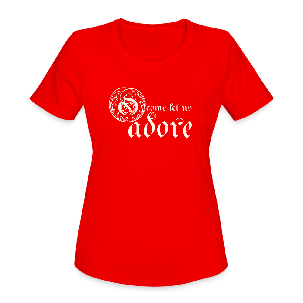 O Come Let Us Adore - Women's Moisture Wicking Performance T-Shirt - red
