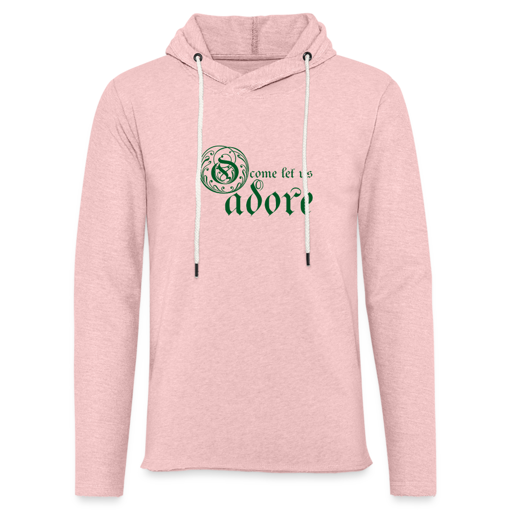 O Come Let Us Adore - Unisex Lightweight Terry Hoodie - cream heather pink